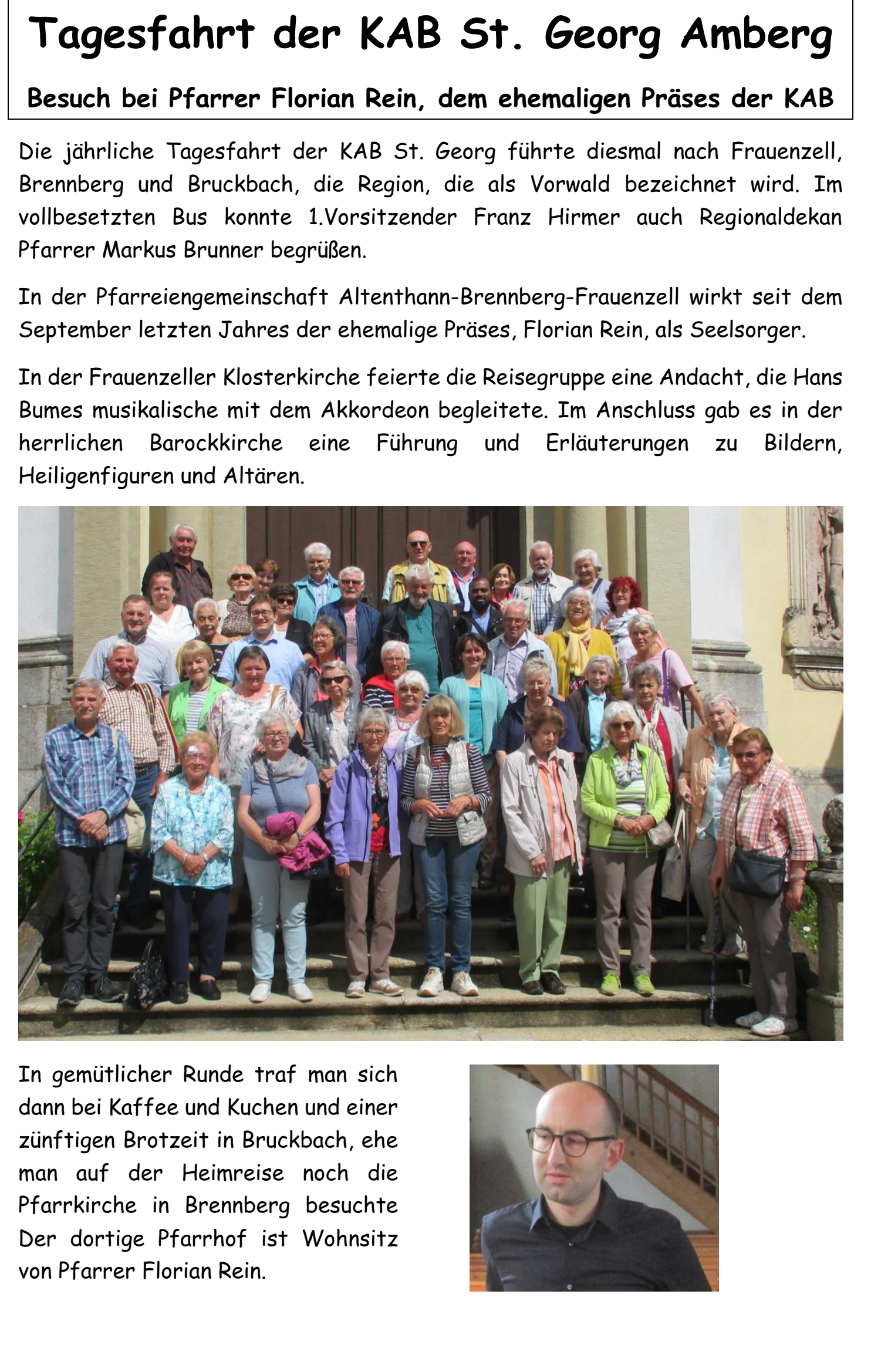 KAB Fahrt Frauenzell PfarrerRein 05.07.23 Seite1